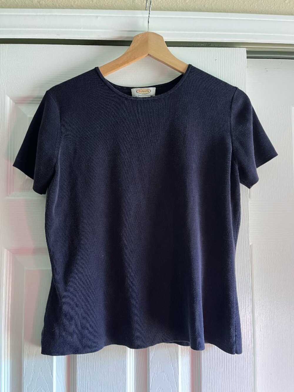Talbots - Navy Silk Knit - M - Short Sleeve Shirt